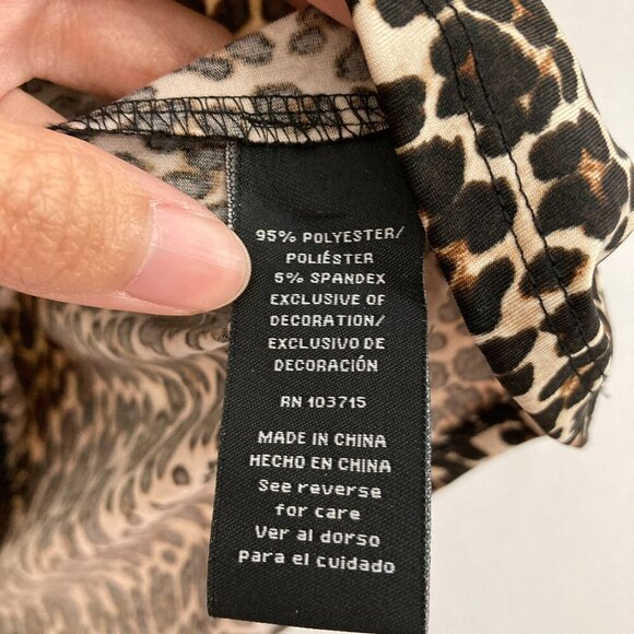 Zac & Rachel Brown Leopard Print Stretch Knit Long Sleeve Comfy Top 1X - Picture 8 of 10